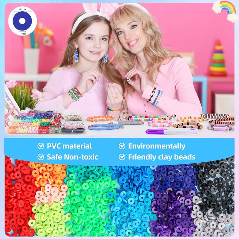 Friendship Bracelet Making Kit with 5800 Clay Beads & Charms