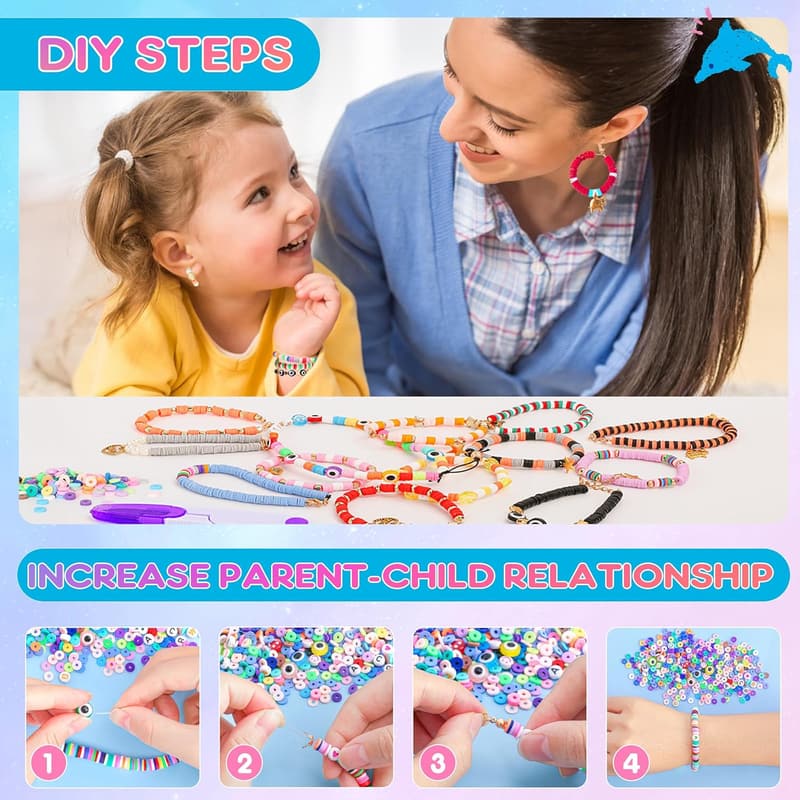 Friendship Bracelet Making Kit with 5800 Clay Beads & Charms
