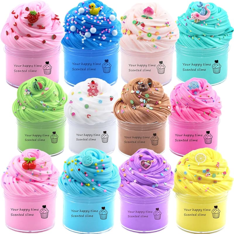 Butter Slime Kit for Kids with Cake Charms - 12 Pack