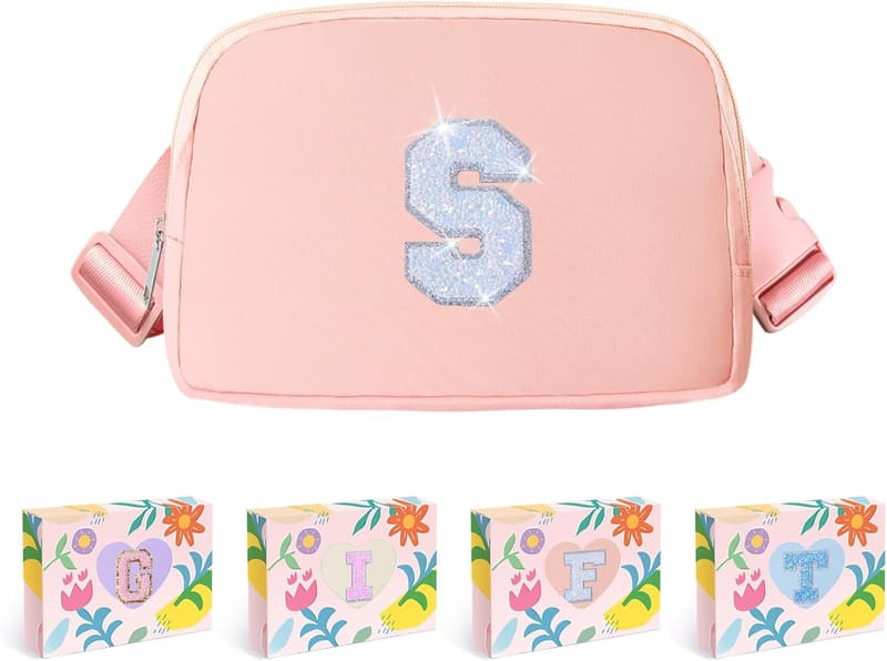 Pink Initial Belt Bag - Trendy Fanny Pack for Girls