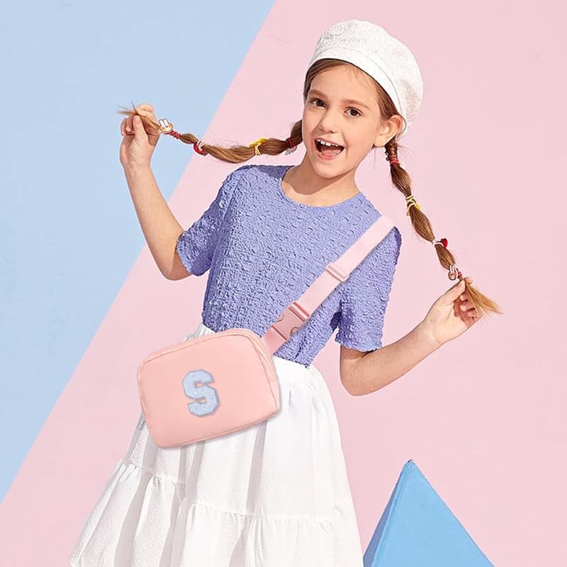 Pink Initial Belt Bag - Trendy Fanny Pack for Girls