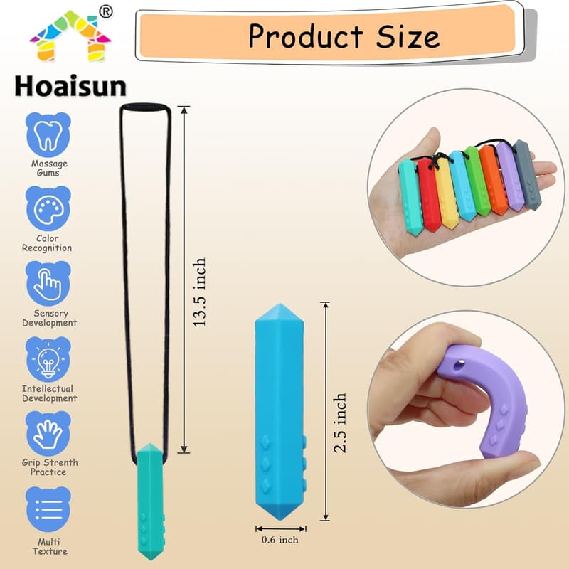 Sensory Chew Necklaces - 8 Pack for Kids and Adults