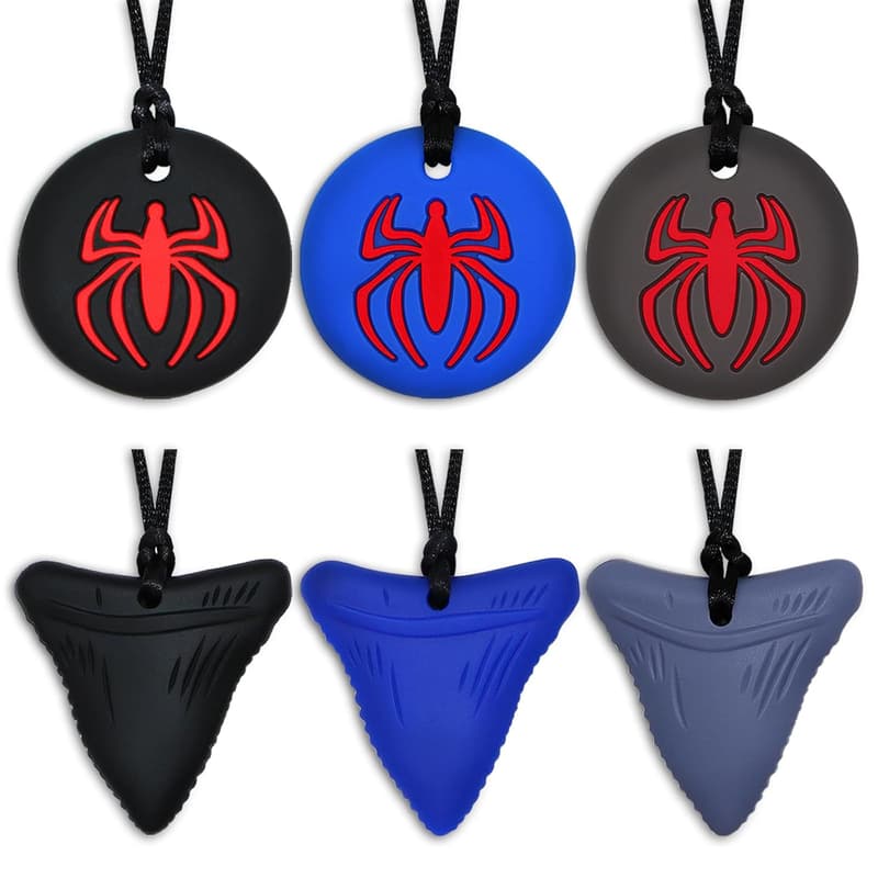 Sensory Chew Necklaces for Kids – 6 Pack Silicone Toys