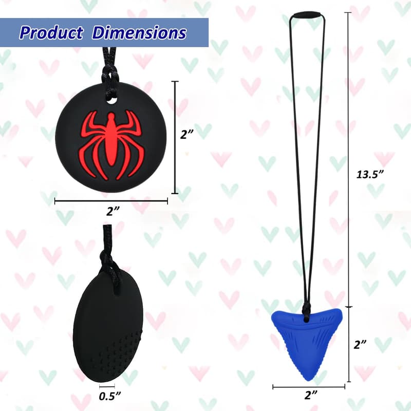 Sensory Chew Necklaces for Kids – 6 Pack Silicone Toys