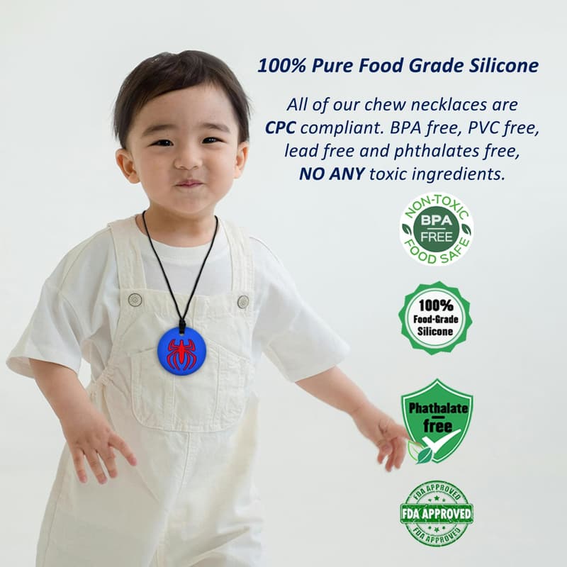 Sensory Chew Necklaces for Kids – 6 Pack Silicone Toys