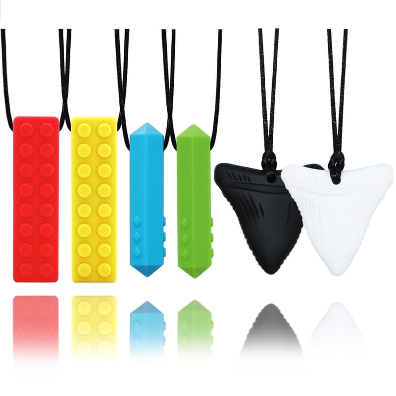 Sensory Chew Necklaces for Kids and Adults, 6 Pack