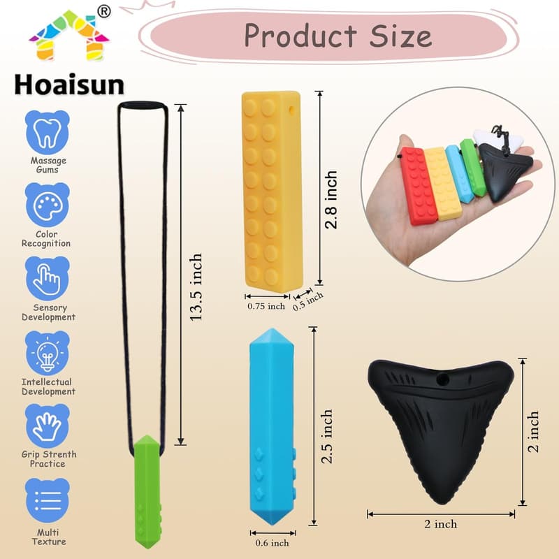 Sensory Chew Necklaces for Kids and Adults, 6 Pack