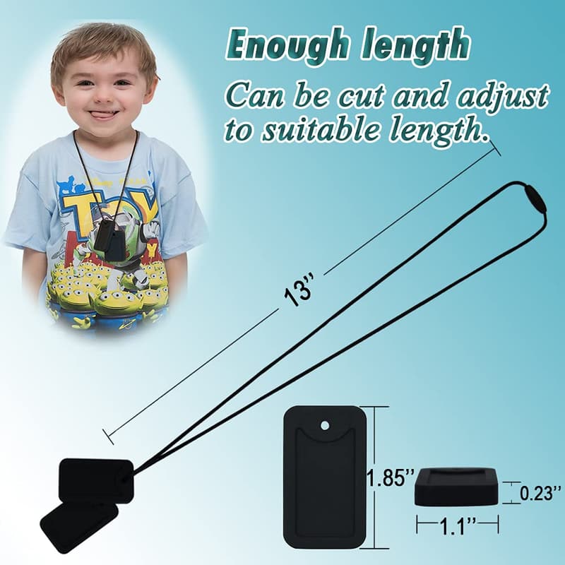 Silicone Chew Necklace for Autism and Oral Motor Needs (Black)