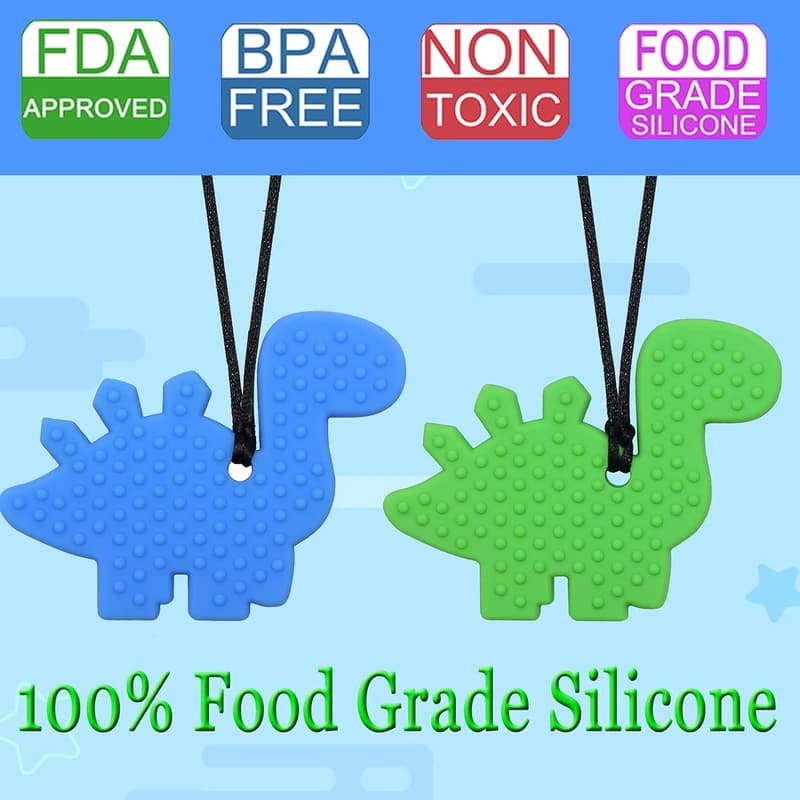 Sensory Chew Necklace for Kids | Silicone Dinosaur Design