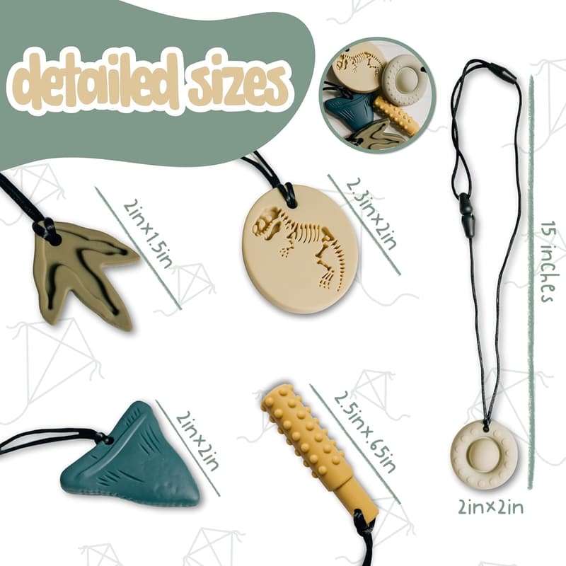 Calm Color Chew Necklaces for Kids | 5PCS Silicone Fidget Toys