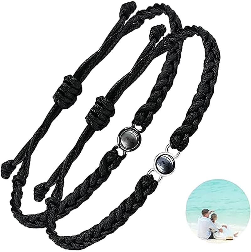 Customized Circle Photo Bracelets Set for Women