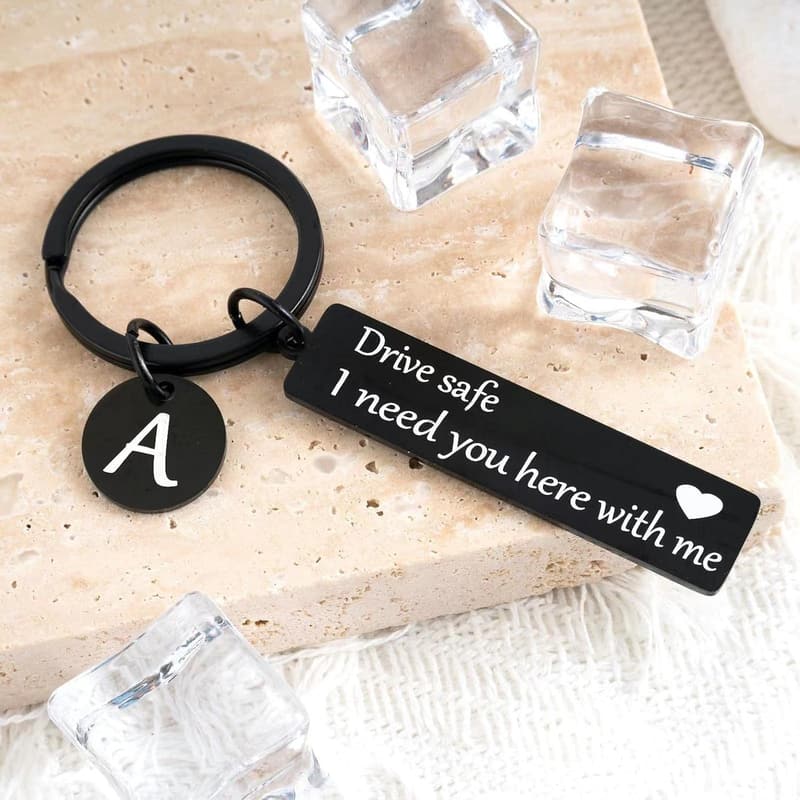 Drive Safe Keychain for Boyfriend - 26-Letter Gift