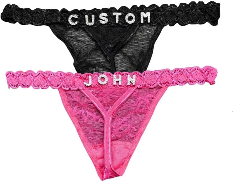 Custom Name Thongs - 2-Pack with Hand-Sewn Rhinestone Letters