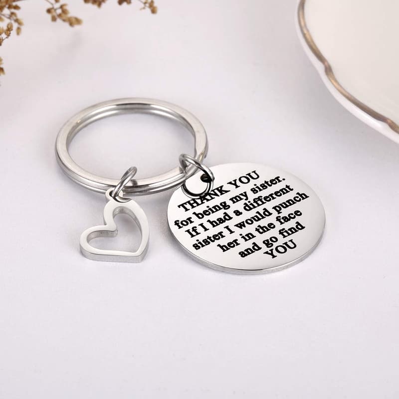 Sisters Keychain - Thank You Gift for Christmas & Birthdays