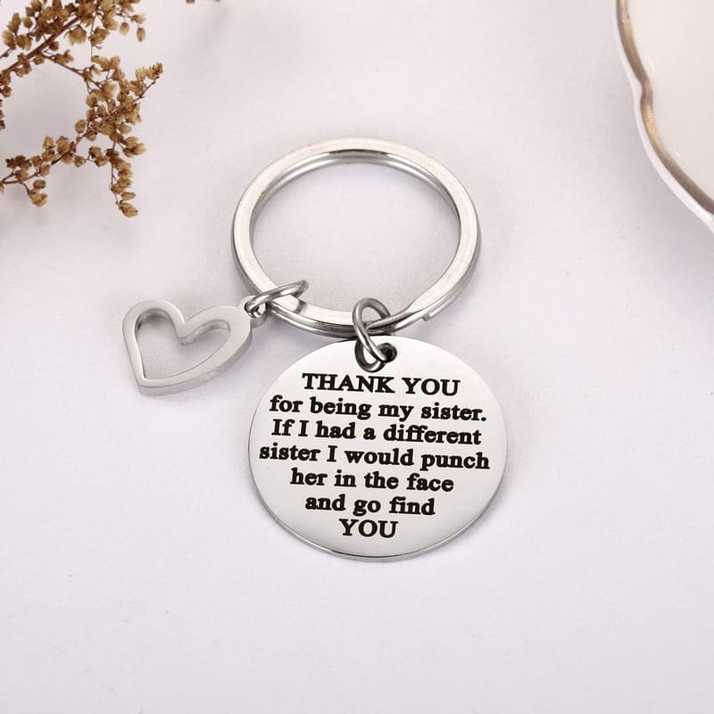 Sisters Keychain - Thank You Gift for Christmas & Birthdays