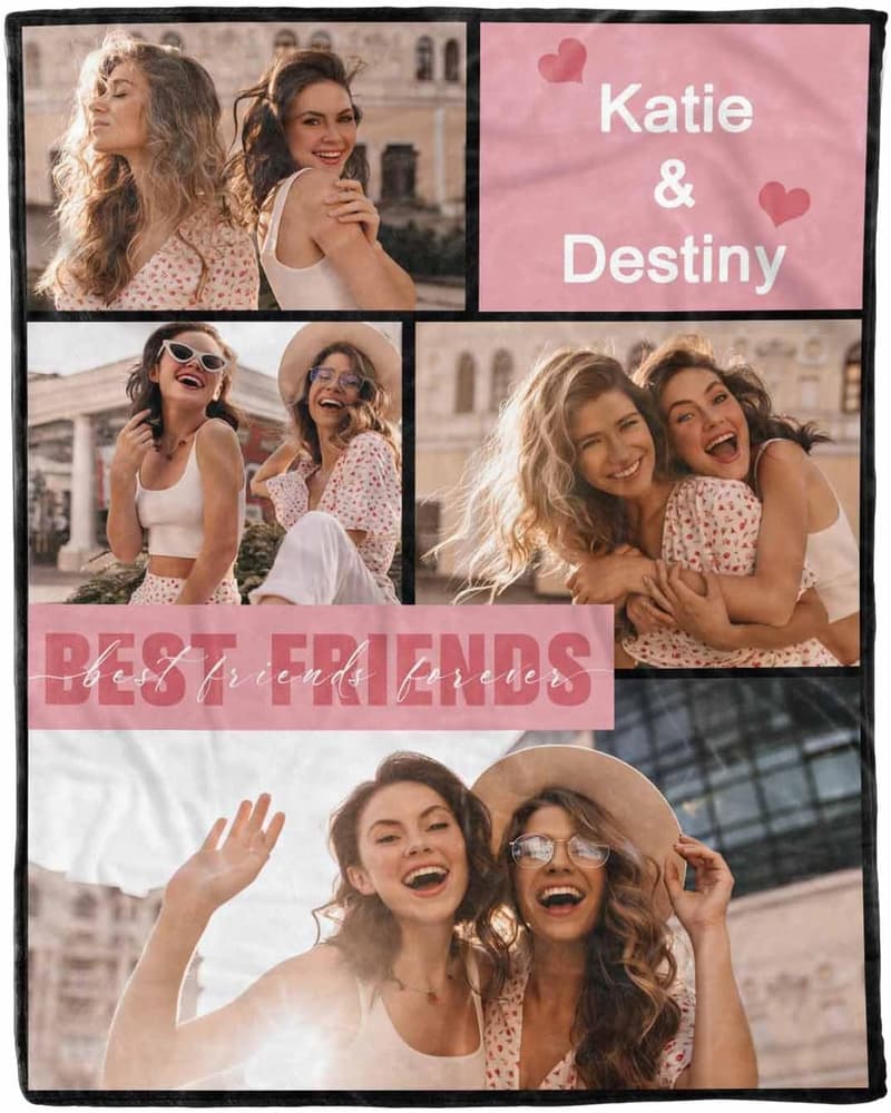Personalized Photo Blanket for Best Friends - 8 Sizes Available