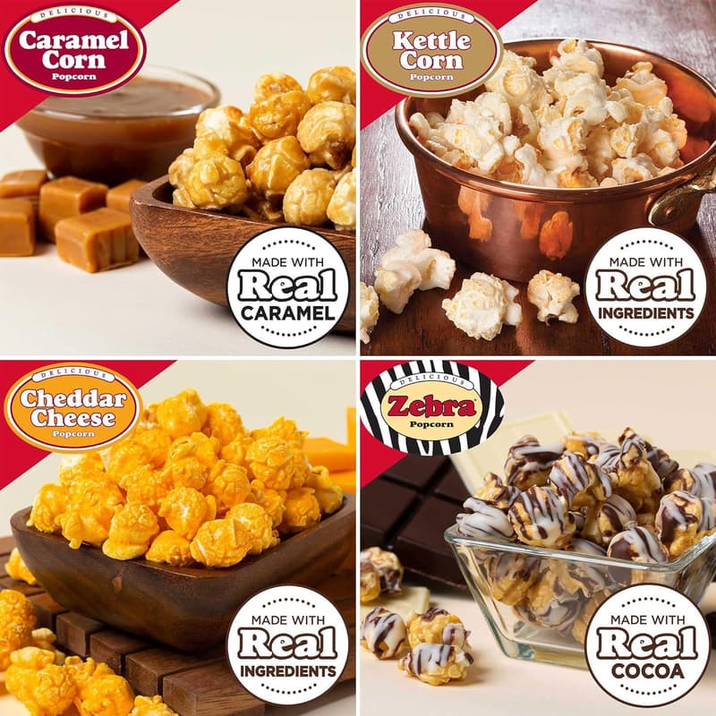 Gourmet Popcorn Snack Cone Variety Pack - 12 Flavors