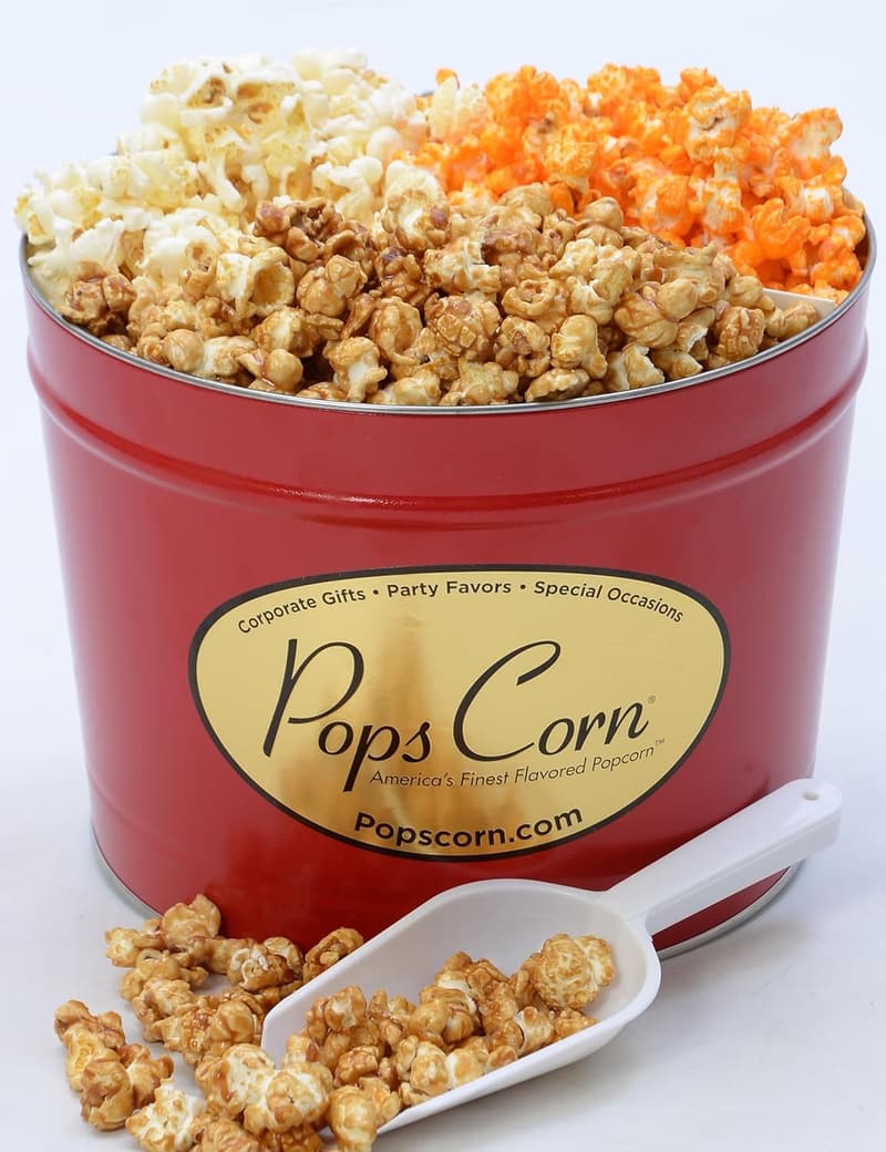 Gourmet Popcorn Gift Tin - Large 2 Gallon - 3 Flavors for Appreciation