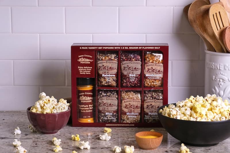 Amish Country Popcorn Variety Set - 6 Non-GMO Bags with ButterSalt