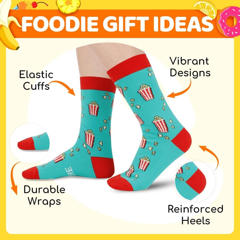 Funny Food Socks for Adults - Pickle Taco Ice Cream Design