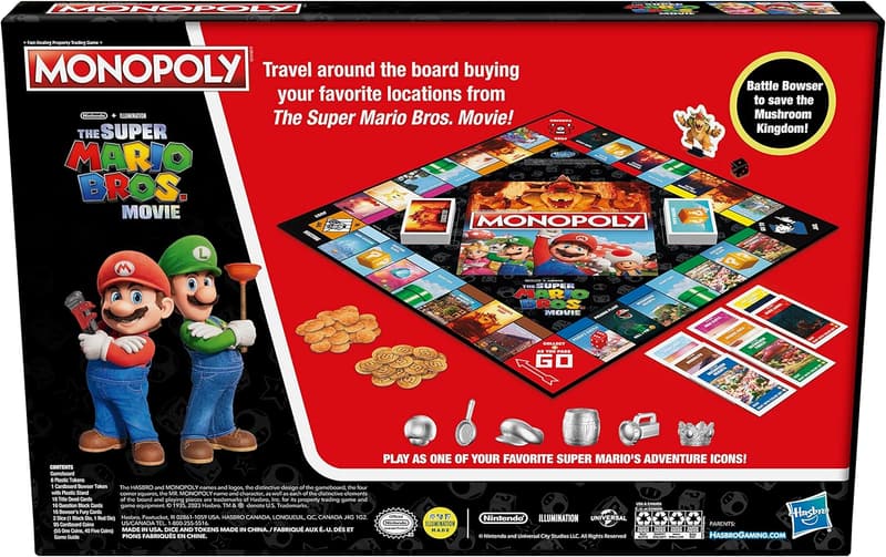 Super Mario Bros. Movie Edition Monopoly Board Game for Kids 8+