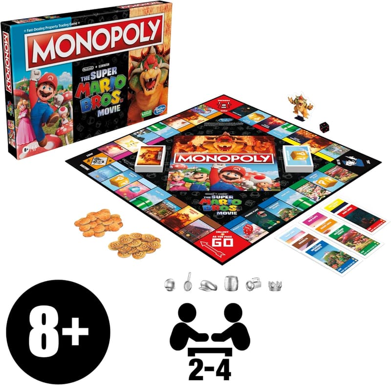 Super Mario Bros. Movie Edition Monopoly Board Game for Kids 8+