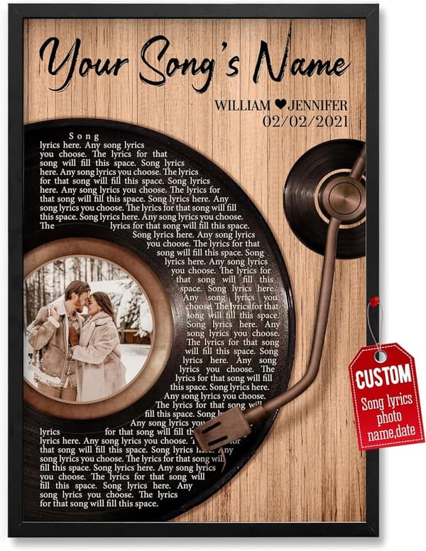 Anniversary Personalized Song Lyrics Poster for Couples
