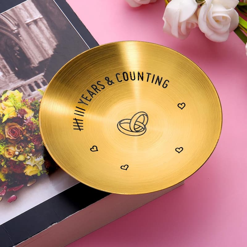 8th Anniversary Bronze Jewelry Tray for Couples, 4