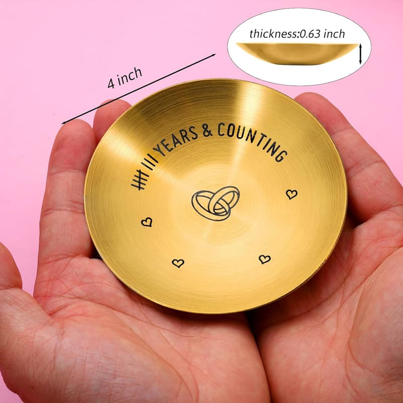 8th Anniversary Bronze Jewelry Tray for Couples, 4