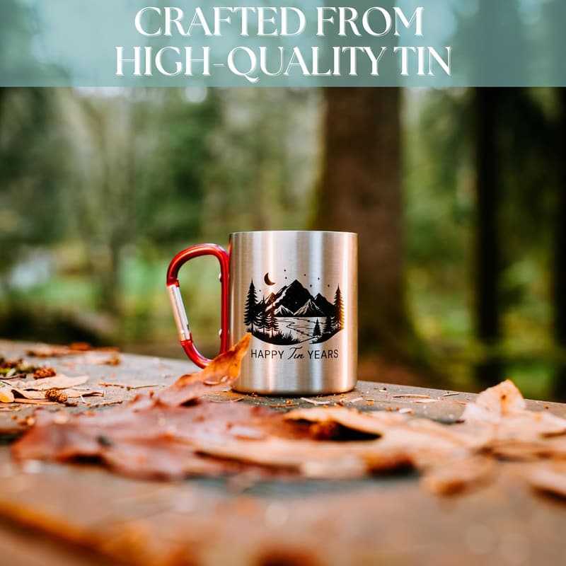 10th Anniversary Aluminum Mugs for Couples - 2-Pack Combo