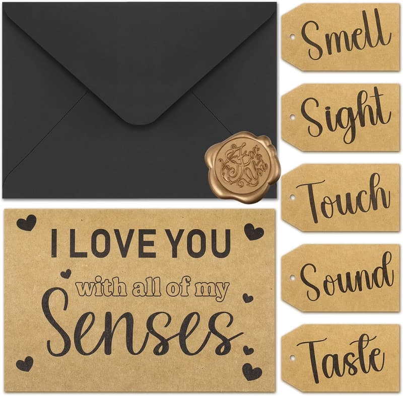 Personalized 5 Senses Gift Card Set for Anniversary or Valentine's Day