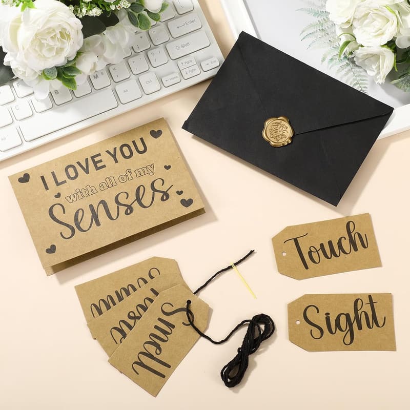 Personalized 5 Senses Gift Card Set for Anniversary or Valentine's Day
