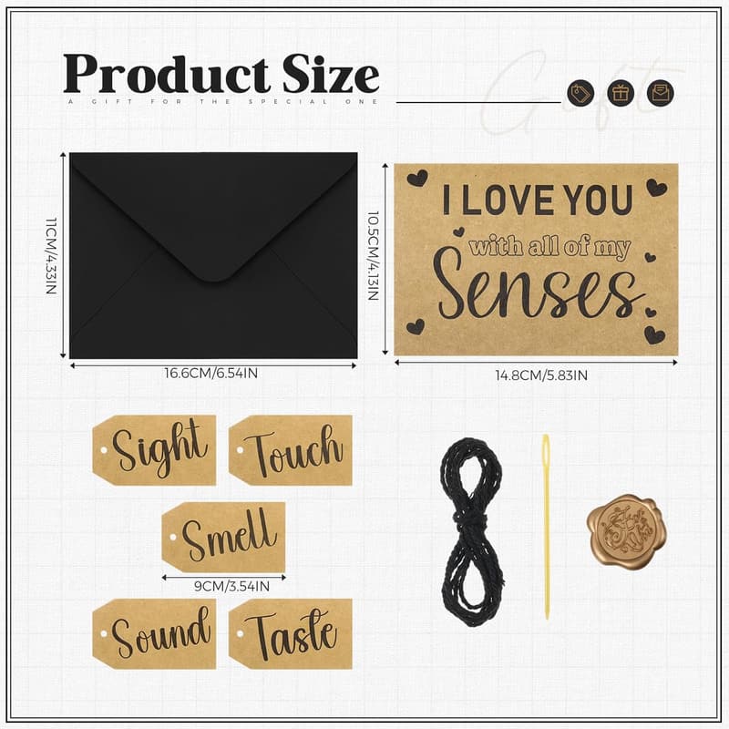 Personalized 5 Senses Gift Card Set for Anniversary or Valentine's Day