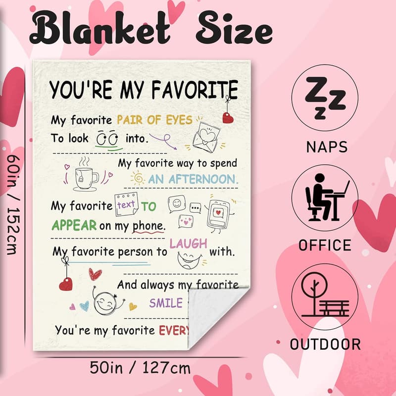 Anniversary Romantic Love Blanket Gift for Couples 50