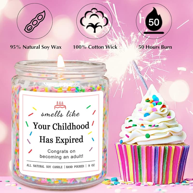 18th Birthday Handmade Vanilla Cake Candles for Kids
