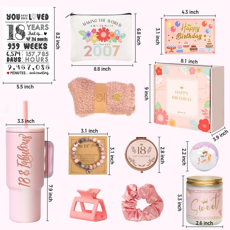 18th Birthday Gift Set for Girls - 11 Unique Items
