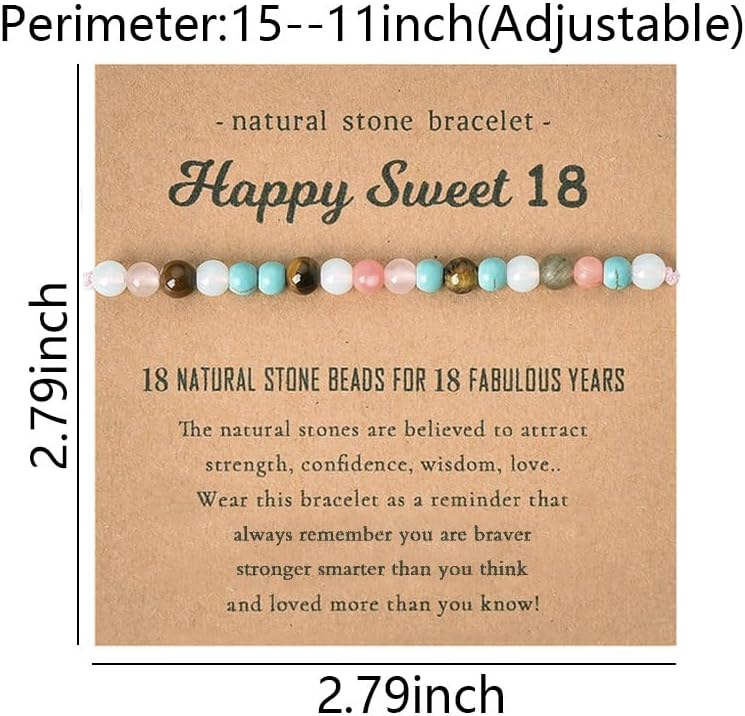 18th Birthday Natural Stone Bracelet for Women
