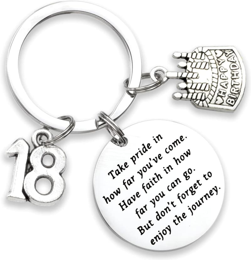 18th Birthday Keychain for Women - Inspirational Design