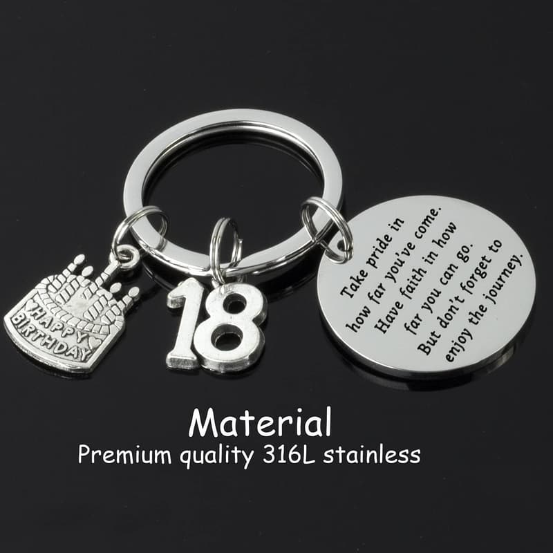 18th Birthday Keychain for Women - Inspirational Design