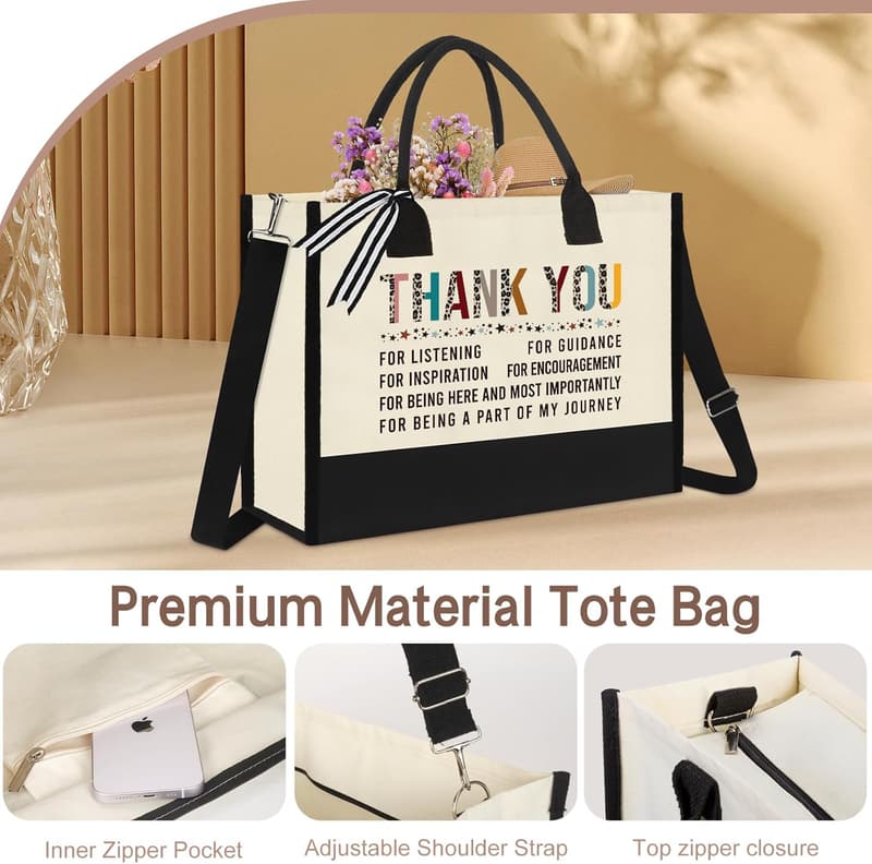 Thank You Gift Canvas Bag for Women - Teacher Appreciation