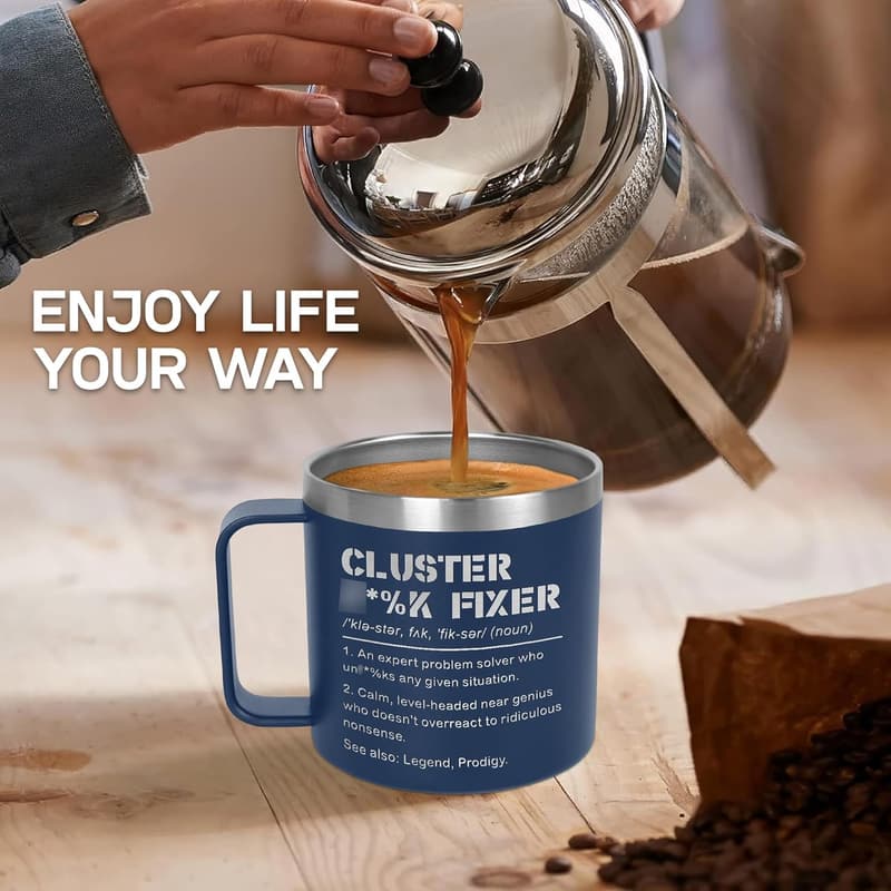 Birthday Gag Gift - 14 Oz Insulated Coffee Mug for Coworkers