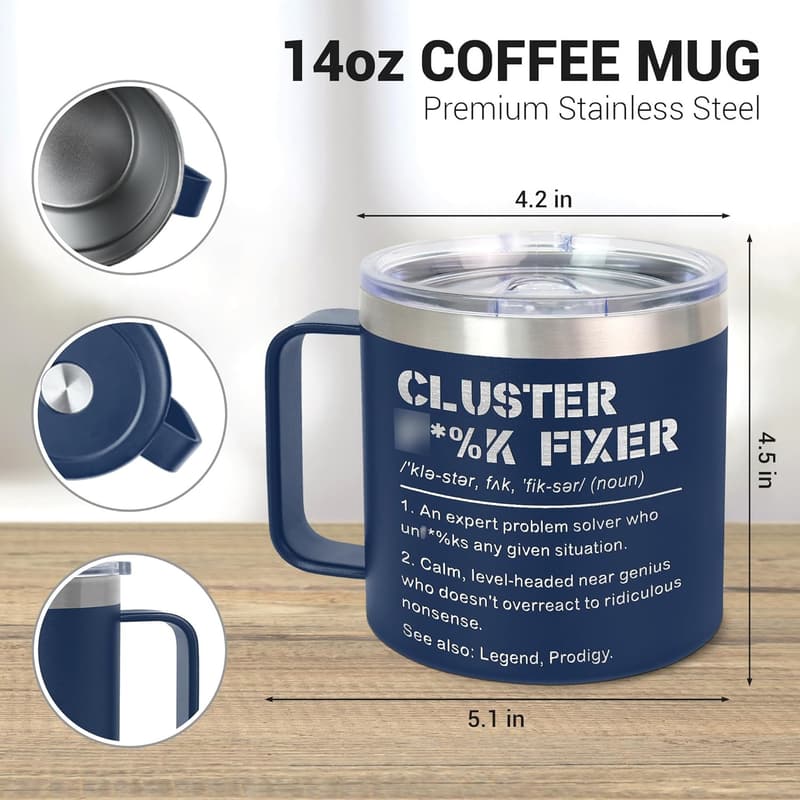Birthday Gag Gift - 14 Oz Insulated Coffee Mug for Coworkers
