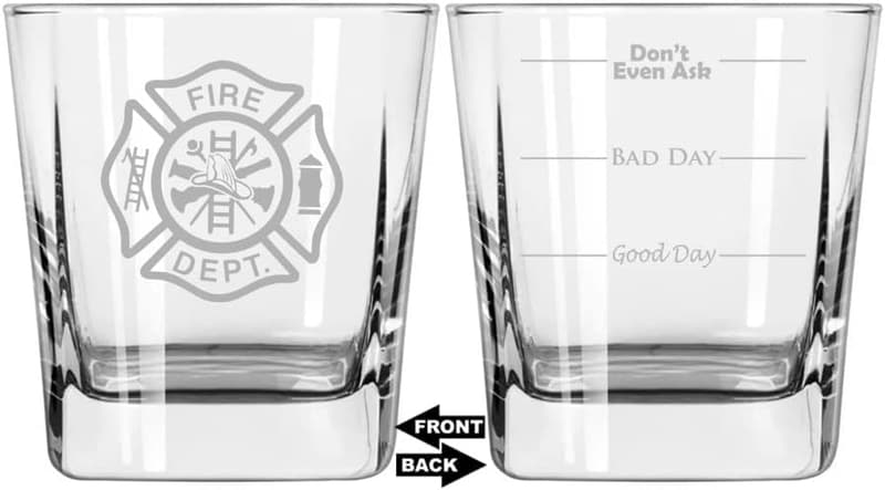 Firefighter Double Old Fashioned Glass - 12 oz Good Day/Bad Day