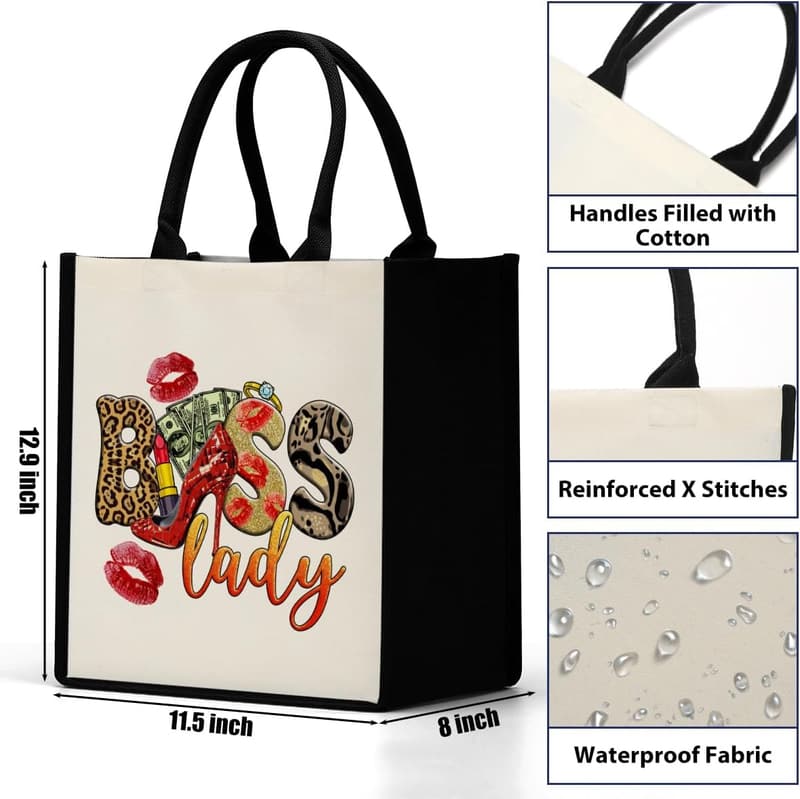 Boss Day Waterproof Canvas Tote Bag for Women Leaders