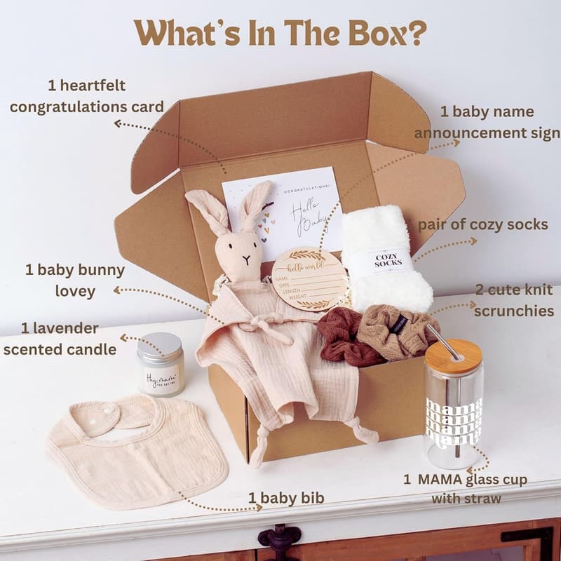 New Mom Care Package - 7-Piece Gift Basket for Expecting Moms