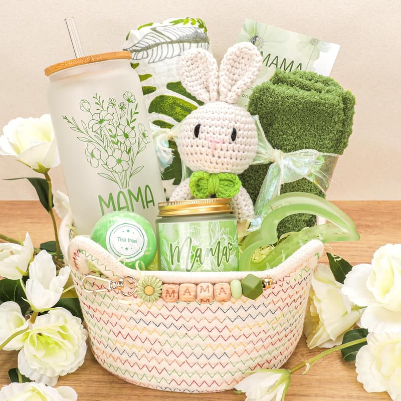 New Mom Care Basket: 9-Piece Baby Shower Gift Set