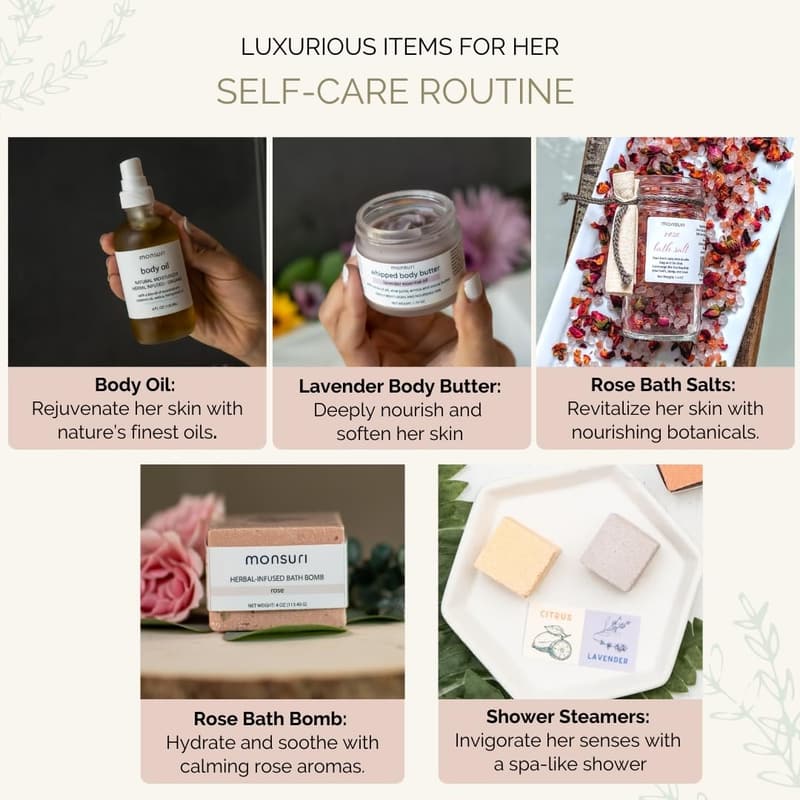 Mom's Birthday Self-Care Gift Basket: Spa Day Kit with Skincare Accessories