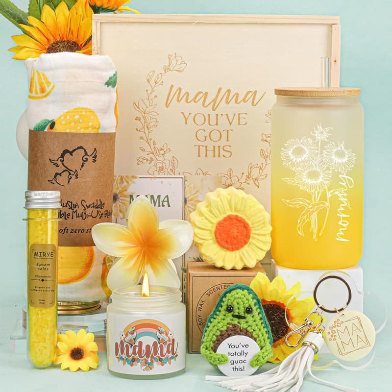 New Mom Self-Care Spa Gift Set with 12oz Glass Cup