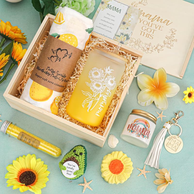 New Mom Self-Care Spa Gift Set with 12oz Glass Cup