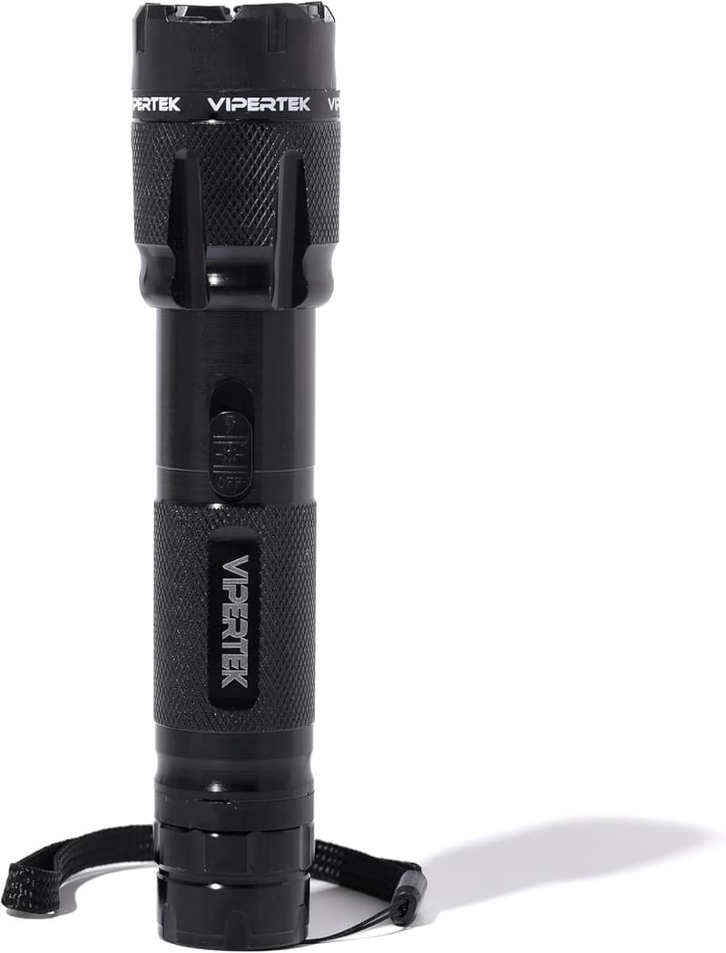 Rechargeable Aluminum Stun Gun with LED Flashlight, Black